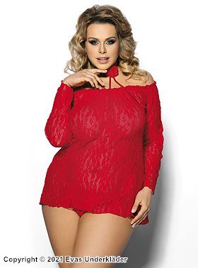 Long sleeve top, rich lace, off shoulder, XL to 6XL